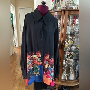 Lisa Mia Blouse. Beautiful Artwork And Material.